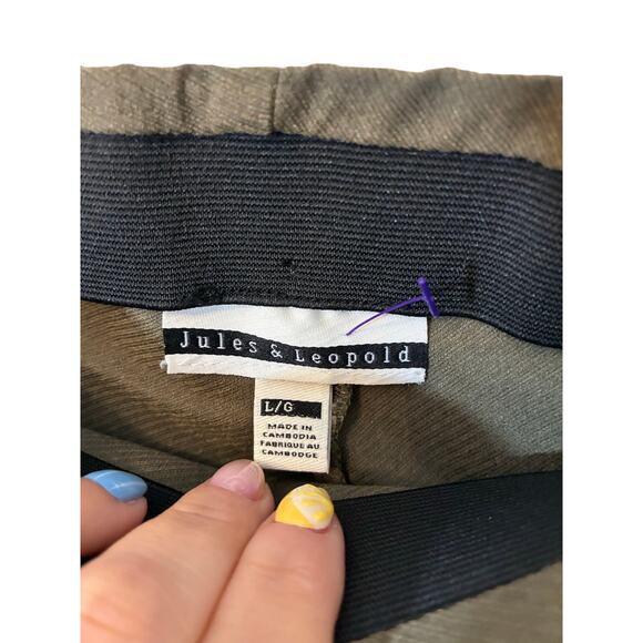 Jules and Leopold Ponte Olive Green Pull On Stretch Casual Ankle Pants Business - Picture 3 of 5